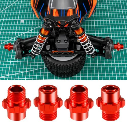 4Pcs Aluminum Alloy RC Hex Combiner Wheel Hex Hub Adapter, Red | Upgrades, For 1/8 Tra-xxas Jato VXL 2S, RC Monster Trucks - color: Red