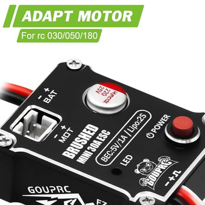 GOUPRC Brushed Mini ESC 30A with 50T Brushed Motor & Motor Mount Combo Kit for 1/24 Axial SCX24 AX24 RC Crawler Upgrades