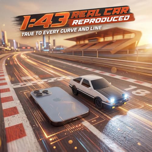 [2026 Upgrade 1/43 Mini RC Drift Car with Gyroscope, 4WD RTR | Gyro Mini Drift RC Car, 1/43 RC Drift Car Toys for Kids Ages 8-14, Birthday Gifts for Boys Girls, 2 Tire Sets, 8 Cones - color: White