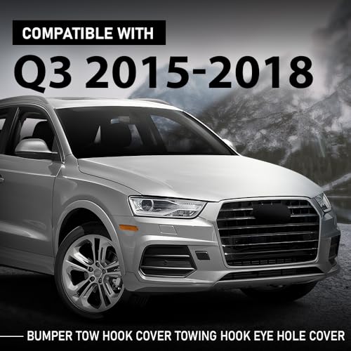 LQI Front Bumper Tow Hook Eye Cover Cap Fit Audi Q3 (Quattro) 2015-2018 | Black 8U0807241AGRU - size: Front | Fit Audi Q3 & Q3 Quattro 2015-2018