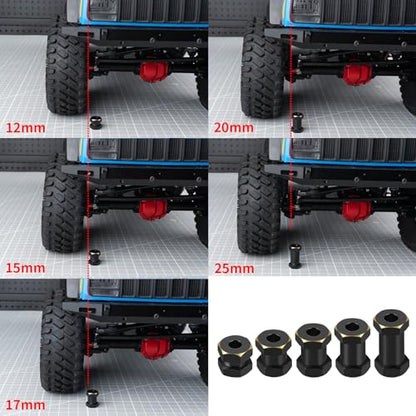 4PCS RC Hex Hub 12mm Brass Wheels Hex Hub 12mm/15mm Offset Extension Black Hex Drive Adapter Combiner Coupler Conversion Compatible with 1/10 RC Crawler Axial SCX10 90046 D90 Upgrades (12mm) - color: 12mm