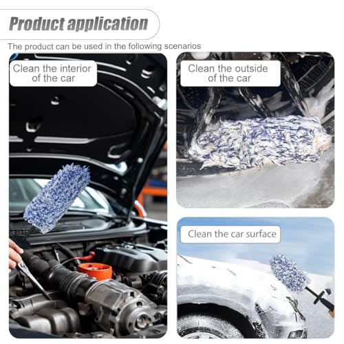 ZIMISI Car Wheel Cleaner Brush, Soft Microfiber Wheel Rim Cleaner, Non Scratch Car Detailing Brush, Highly Water Absorption & Removable Tire Brush, Vehicle Rim Wash Tool (Blue) - color: Blue