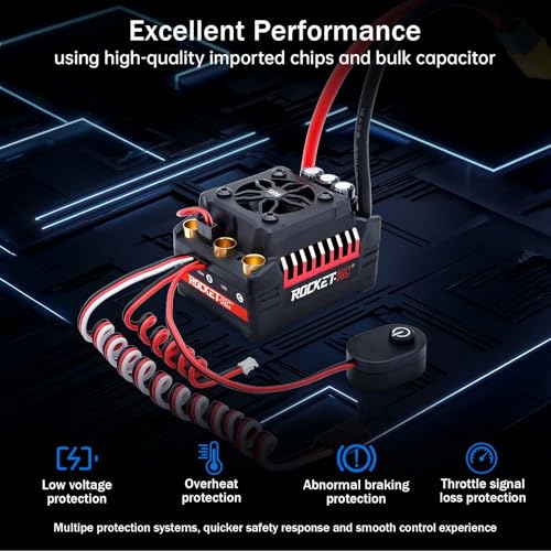 Surpass Hobby Supersonic V2 130A ESC Motor Over-Heat Protection Brushless Esc with Plug for 1/8 RC Car - style: 130A