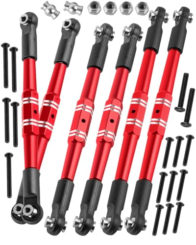 RC Turnbuckles Tie Rods Linkage Set Upgrades Part for 1/10 Kraton 4x4 4S V2,Outcast 4x4 4S V2,Alloy Aluminium Turnbuckles Camber Links Steering Linkage Rod,Red - color: Red(1set)