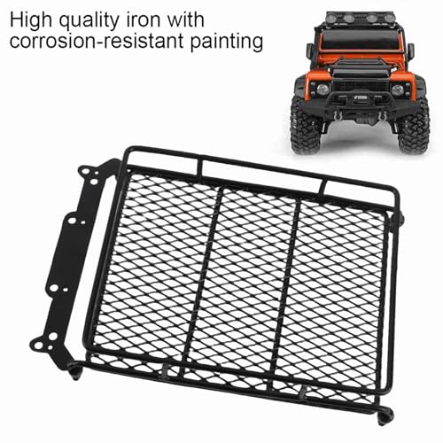 RC Car Roof Rack, Middle Size Roof Rack Luggage Carrier with 4 Round LED Lights for Axial SCX10 1/10 RC Crawler Car(4 White Light Color)