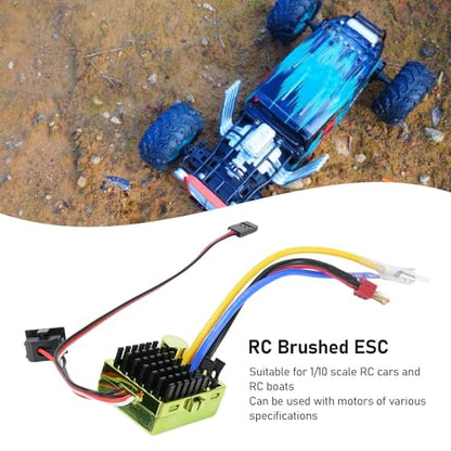 1 10 RC Brushed ESC, Aluminum Alloy Electronic Speed Controller for 540 550 750 Motors, Accurate Control Easy Installation for RC Car Boat Users