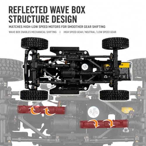 UDIRC UCX2404PRO 1/24 Scale Brushless Trail Truck, 4WD Off-Road rc Crawler | 2-Speed Transmission, Full LED Lights, Hydraulic Shocks, Breakaway Tank Turn, RTR for Adults - color: Red
