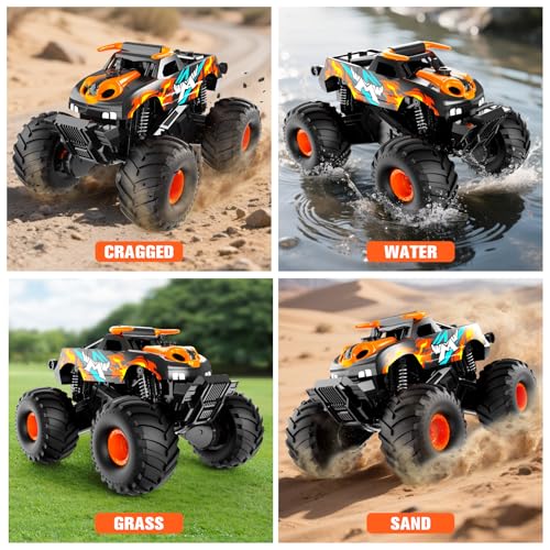 Remote Control Car Monster Truck Toys,4WD Waterproof Off-Road RC Cars for All terrian,1:16 Amphibious Hobby Pick-up Truck Toy Vehicle Gifts for Boys Girls Presents Age 8 9 10 11 12+