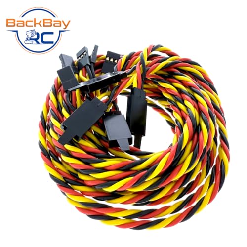 BackBayRC - 36in 20awg Male/Female w/Clip Universal Servo Extension - 5 Pack - style: 36in Male/Female Extension w/ Safety Clip