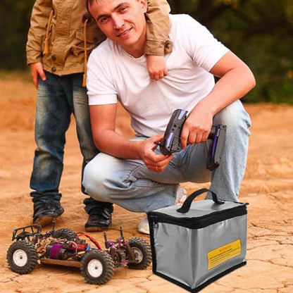 OSALADI Explosionproof Lithium Battery Storage Bag Silver with Large Capacity for Rc Car and Drone Battery Safety Pouch Fireproof Guard Pouch Charging and Transport