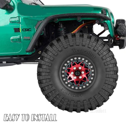 RC Aluminium 1.9 Beadlock Wheel Rims Set for 1/10 SCX10 90046 AXI03007 TRX4 TRX6 VS4-10 Gen7 Gen8 CFX MST D90 RC Crawler,(4PCS) 1.9 RC Beadlock Rims,1.9 rc Wheels,Red - color: Red- (Wheel Rims)