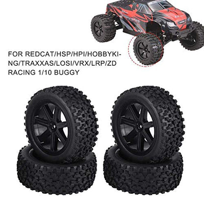 RC Crawler Tires, Durable Rubber Off-Road Grip, 1/10 Scale RC Tires 4pcs Black Wheel Set for RC Enthusiasts, Off-Road Racing, Crawling Adventures