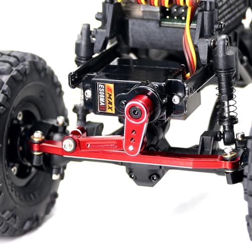 OGRC 12g Servo EMAX Servo RC Steering Servo with Servo Arm Steering Link and Brass Servo Mount for Axial SCX24 AX24 RC Car Upgrade Parts（Red） - color: Red
