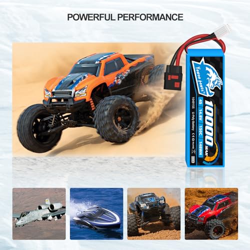 Yowoo 2 Pack 4S 14.8V 10000mAh 150C Graphene LiPo Battery QS8 | With metal plates for durability. Fits Xmaxx RC cars, trucks, tanks and other racing hobby models