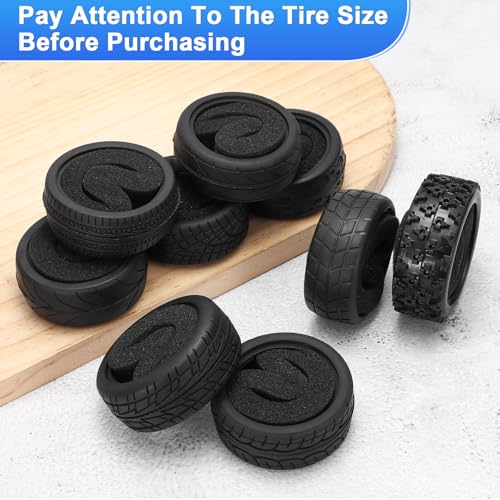 uxcell 2Pcs Soft Rubber RC On-Road Car Tyres D8-Type Sponge Inside for RC 1/10 HSP Tires Scale Touring On-Road Racing DIY Model Car- 62mm(2.44") OD x 26mm(1") Width, Black