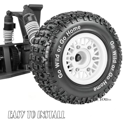 RC Wheels Tires Truck Tires 12mm/14mm/17mm Hex for 1/10 Slash 4×4 4WD 2WD/Axia1/Arrm a Senton/Redca t/Rc4w d,w/RC Wheels Hex Detachable Replace Running on Off-Road Tires,White - color: White- (Wheel Tires)