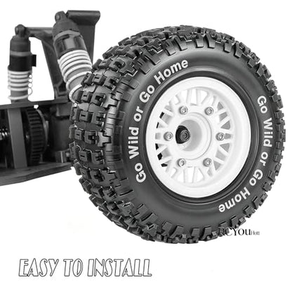 RC Wheels Tires Truck Tires 12mm/14mm/17mm Hex for 1/10 Slash 4×4 4WD 2WD/Axia1/Arrm a Senton/Redca t/Rc4w d,w/RC Wheels Hex Detachable Replace Running on Off-Road Tires,White - color: White- (Wheel Tires)