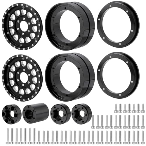 RCHUBAM 2PCS 1.9" Twin Beadlock Wheels for 1/10 Scale SCX10 TRX-4 TRX6 G63 | RC Dually wheels Tractor-Trailer Design,RC Upgrade Parts - style: 2PCS