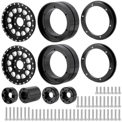 RCHUBAM 2PCS 1.9" Twin Beadlock Wheels for 1/10 Scale SCX10 TRX-4 TRX6 G63 | RC Dually wheels Tractor-Trailer Design,RC Upgrade Parts - style: 2PCS