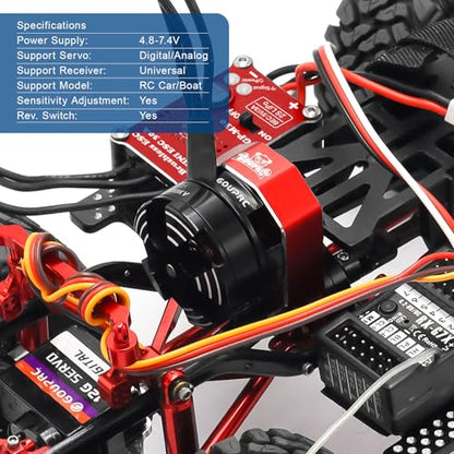 GOUPRC Upgarde 30A Brushless Esc & 2204 2400KV Brushless Outrunner Motor with Transmission and Replacement Gears Combo Kit for SCX24 RC Crawler Axial 1/24 RC Car Truck - color: Red
