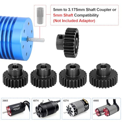 OGRC 32P 23T 24T 25T 26T 27T Pinion Gear for 1/8 1/10 RC Truck Monster | 0.8 Mod, 5mm Shaft, Hardened Steel, Fits 3660, 3665, 3670, 4068, and 4074 Series Motor - size: 23T 24T 25T 26T 27T