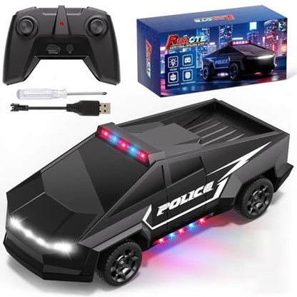 RC Police Car for Kids Ages 4-8, 1:22 Boys Remote Control Truck with Lights | Black RC Toy Car with Load Space, Birthday Gifts for Boys/Girls Age 4 5 6 7 8 9 10-12 - size: 1:22 RC Car (Police)