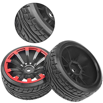 1/10 RC Drift Tire Hard Plastic Tires & 12mm Hex Hub Wheel Rims Compatible with Traxxas HSP Tamiya Kyosho Himoto HPI Redcat MST 1/10 On-Road RC Drift Drifting Car (Style1)