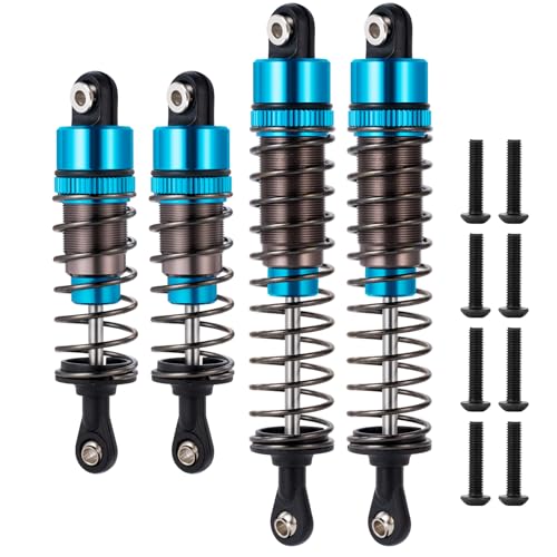 4PCS 1/10 70MM 95MM RC Oil filled Shock Absorbers Kit Front & Rear Shock Absorber Damper Assembled Set Compatible with Tamiya TT-02B DT-02 DT-03 DF-02 1/10 Buggy Car Upgrades Parts (Blue) - color: Blue