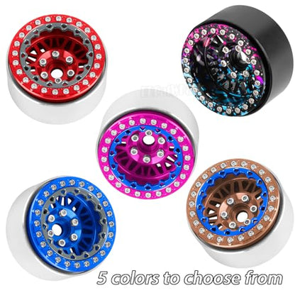 RC 1.9 Wheel Rims for 1/10 SCX10 SCX10 II 90046 SCX10 III AXI03007 SCX10 Pro TRX4 TRX6 Gen7/8 D90 VS4-10 MST CFX RC Crawler Car,4pcs Aluminum 1.9 Wheel Rims,Red - color: Red - (Rims)