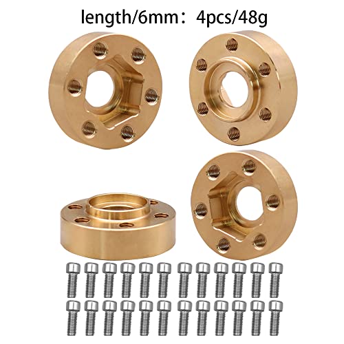 Brass Weights 6mm 9mm 12mm 15mm 22mm Wheel Hex Hub Widen Adapter for 1/10 RC Crawler 1.9 2.2 Wheels Rims SCX10 TRX4 (6mm), Black - size: 6mm