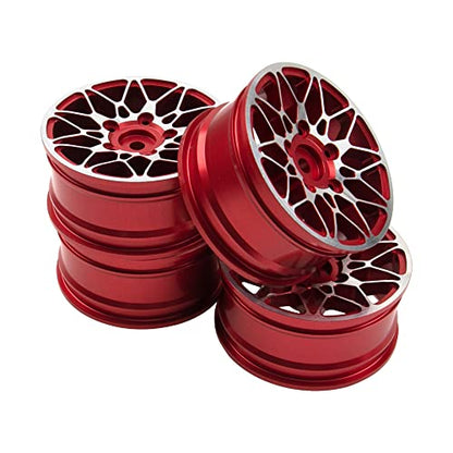 ShareGoo Metal Wheel Rims RC 12mm Hex Hubs 1/10 RC Drift On-Road Racing Touring Wheel Rim Compatible with HSP Tamiya Kyosho RedCat Sakura WLtoys Universal 1/10 RC Scales (Red) - color: Red