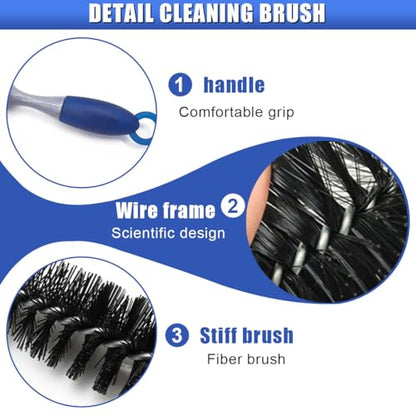 Long Handle Car Engine Cleaning Brush, Hard Bristle Automotive Wash Brushes, Flexible Bendable Vehicle Detailing Brush for Car Radiator Dryer Vent, Engine Oil Residue (2PCS) - size: 2PCS