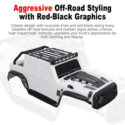 RC Car Body Shell Replacement for SCY16103 16103PRO 1/16 4WD Truck with Quick Release Pins (White) - color: White