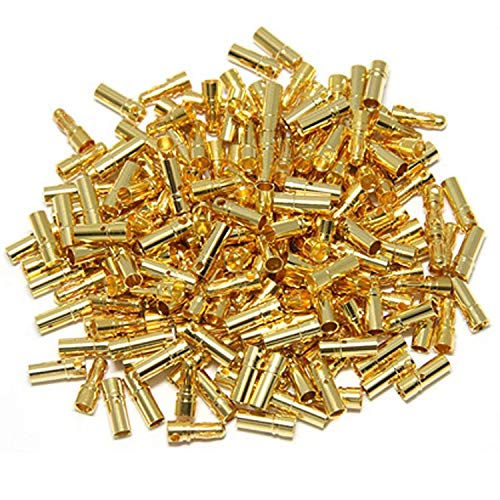 6Pack 7.87" 14AWG 3.5mm Gold Bullet Connector 3.5 Banana Plug Extension Cable Male Female Wire & 20 Pairs 3.5mm Male & Female Gold Banana Plug Bullet Connector Plug