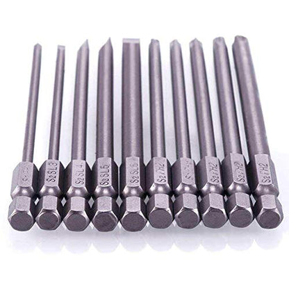 Rocaris 10pcs 1/4 Inch Hex Shank Long Magnetic Screwdriver Bits Set | 4 in Power Tools (Slotted+Cross Head) - size: 10Pcs(Slotted+Cross)