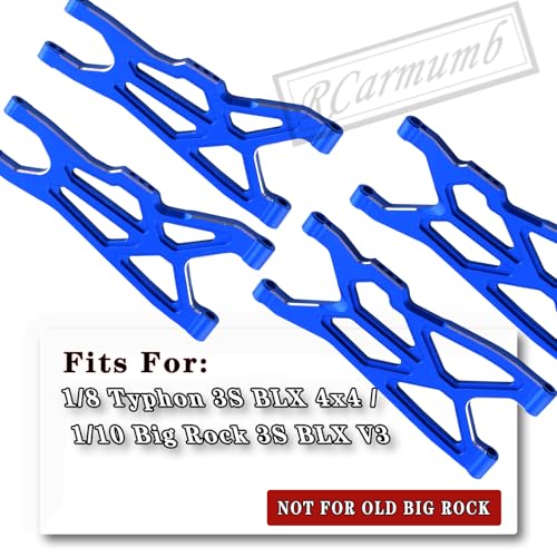 Suspension A Arms Upgrades Part for Arrma 1/8 Typhon 3S BLX 4x4, 1/10 Big Rock 3S BLX V3,4-Pack Aluminum Front Rear RC Swings Arms Hop Ups,Replace Part#AR330543 AR330540,Navy Blue - color: Navy Blue - Front Rear Set