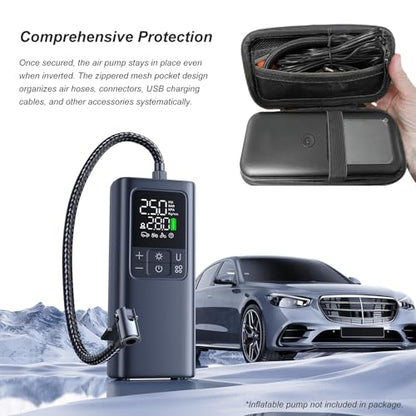 Tire Inflator Portable Air Compressor Case, Car Air Pump Storage Holder Protective Box for USB Cable Connector, Handheld Case Compatible with Most Tire Inflators & Accessories