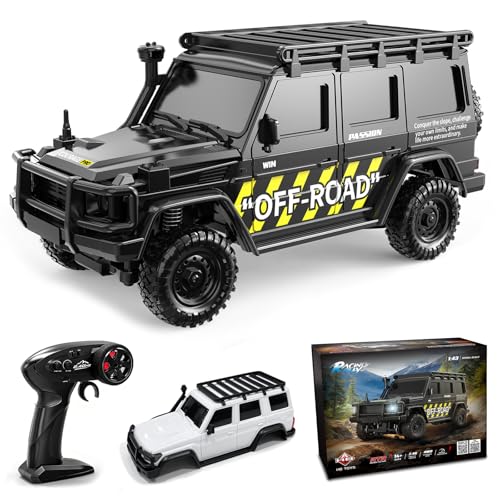 1:43 Scale RC Crawler, HB-R43 Mini 4WD Off-Road RC Car for Adults Hobby Gifts Toys (Black) - color: Black