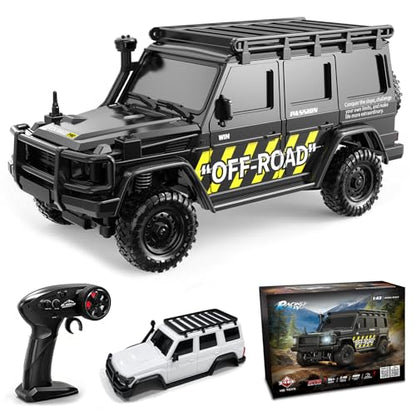 1:43 Scale RC Crawler, HB-R43 Mini 4WD Off-Road RC Car for Adults Hobby Gifts Toys (Black) - color: Black