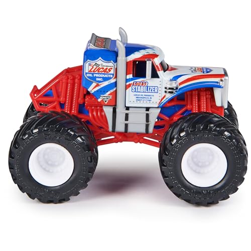 Monster Jam Lucas Stabilizer Monster Truck- New 2024 Monster Truck - 1:64 Scale Die-Cast Vehicle-Chrome Rims and BKT Tread Tires for Use in All Playsets-Mini Collectible for Fans & Birthday Parties