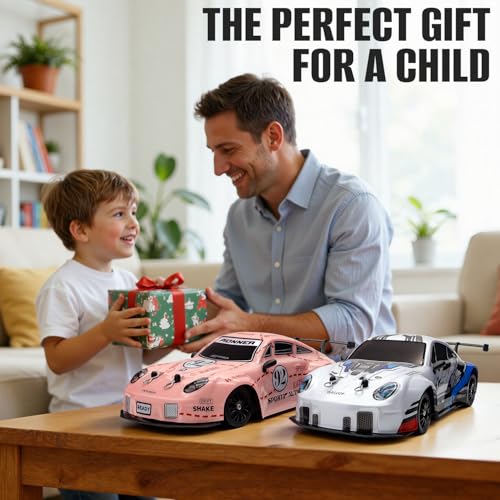 RC Drift Car, 1:24 Scale Remote Control Cars Vehicle for Kids, 2.4GHz 20KM/H 4WD High Speed RC Cars with LED Light Two Batteries & Drifting Tires Racing Sport Toy Car for Adults Boys Girls ZG01-White - style: ZG01-White