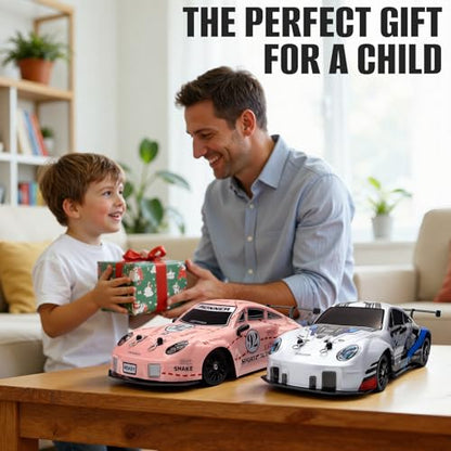 RC Drift Car, 1:24 Scale Remote Control Cars Vehicle for Kids, 2.4GHz 20KM/H 4WD High Speed RC Cars with LED Light Two Batteries & Drifting Tires Racing Sport Toy Car for Adults Boys Girls ZG01-White - style: ZG01-White