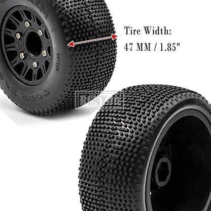 12mm/14mm Hex Rc Truck Tires,RC Wheels Tires for 1/10 Slash 2WD 4×4,Axia1/Arrm a Senton/Re dcat Rc 4wd,Hex Detachable Replacement Running on Off-Road Tire,on-Road Tires,4-Pack,Black