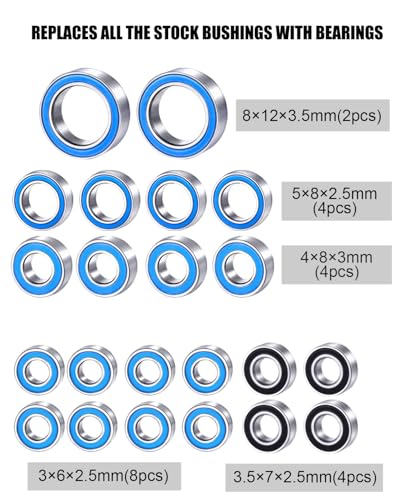 RC Sealed Bearing 22PCS Steel Bearing Kit for 1/18 TRX4M RC Crawler Upgrade Parts