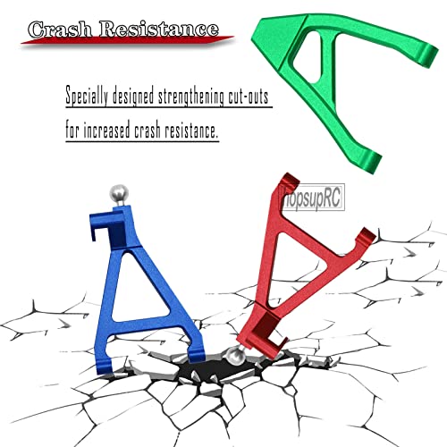 Rear Upper Lower Suspension A-Arms Upgrades Part for 1/16 Mini Slash,4PCS Aluminum Rear Upper & Rear Lower Arms Hops Ups for 1/16 Mini Slash （70054-1）,Green