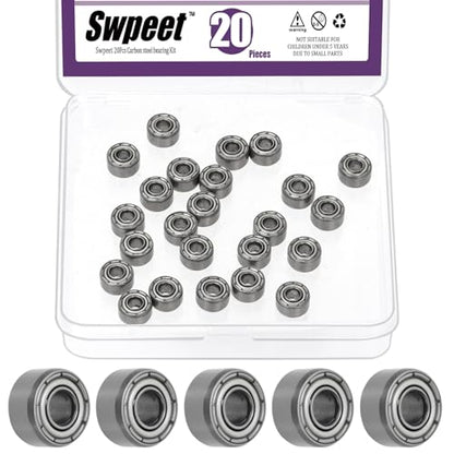 Swpeet 20Pcs 693ZZ Ball Bearings Assortment Kit, 3 x 8 x 4mm High Carbon Steel Deep Groove Bearings, Miniature Bearings, Double Shielded ﻿ - size: 693ZZ-20PCS, style: High Carbon Steel