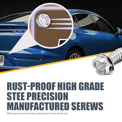 8 PCS License Plate Screw Kit, 304 Stainless Steel Bolt Fasteners, Hex Head Screws Rust-Proof Frame Accessories, Universal for Most Cars (Silver)