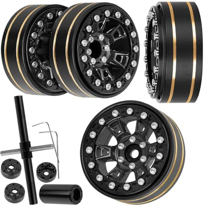 RC 1.3 Beadlock Wheels Single & Dually for 1/18 TRX4M Ascent-18,1/24 SCX24 FCX24 RC Crawler Car,Aluminium & Brass 1.3 Beadlock Rims,4pcs,Black w/Black - color: Black(4pcs)