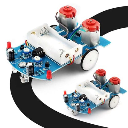 MiOYOOW 2 Pack Line Following Robot Car Kit, Beginners Smart Car Soldering Practice Kit STEM Educational Electronics Soldering Projects for School and Home Learning - color: 2 Pack-soldering Tracking Car(dc Motor)