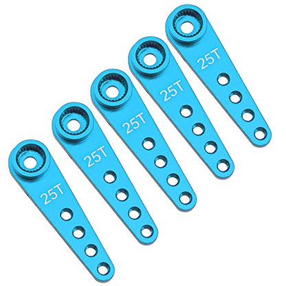 5Pcs ShareGoo 25T Servo Horn 37mm Metal 25 Teeth Extension Steering Arm Server Compatible with Futaba Savox Power HD HSP MG995 MG996 Servos for RC Car Truck (Blue) - color: Blue